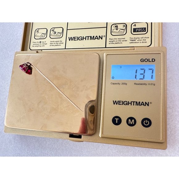 Antique 18kt solid rose gold old European cut genuine 1.22ct ruby stick pin - Picture 9 of 10